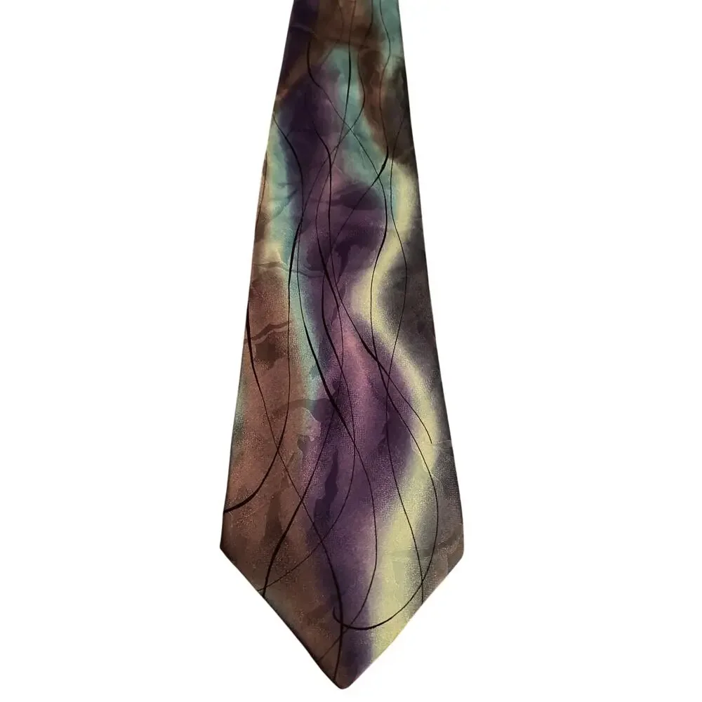 Jerry‎ Garcia Collection Thirty-Two Silk Tie Blue Purple Abstract Art Necktie